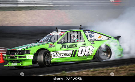 Oschersleben, Allemagne, 31 août 2019 : Stavros Grilleis la conduite Nissan 180AE86 au cours de la dérive rois série internationale en Allemagne. Banque D'Images