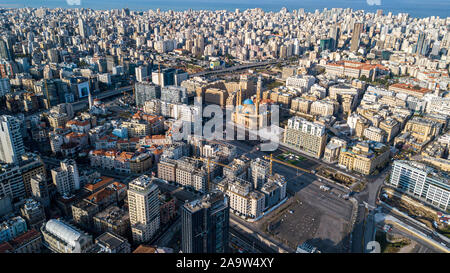 Centre-ville de Beyrouth et Mohammad Al-Amin Mosquée, Beyrouth, Liban Banque D'Images