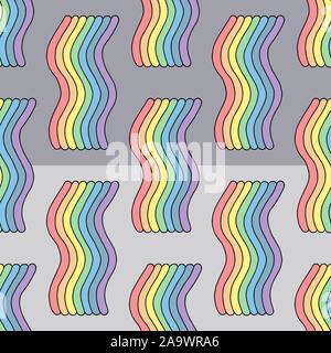 Abstract hand drawn vector seamless pattern. Les vagues de fond arc-en-ciel colorés pour surface design, textile, papier d'emballage, papier peint, cas de téléphone prin Illustration de Vecteur