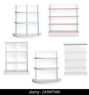 Collection de vitrines des formes différentes. Objets isolé sur fond blanc. 3D render Banque D'Images