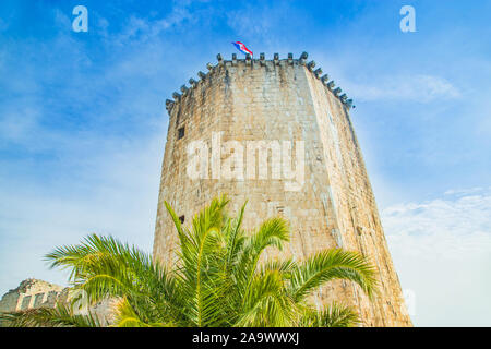 La Croatie, Dalmatie, vieille forteresse historique de Kamerlengo ville de Trogir Banque D'Images