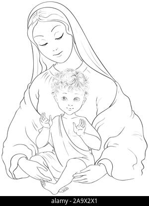 Sainte Vierge Marie Et L Enfant Jesus Illustration D Or Photo Stock Alamy