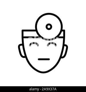 Médecin ophtalmologiste, tête à tête avec l'icône de la ligne isolés miroir Illustration de Vecteur