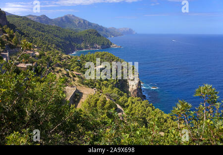 Côte paysage à Banyalbufar, Majorque, îles Baléares, Espagne Banque D'Images