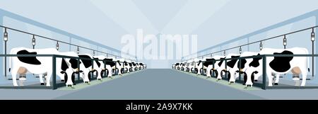 Ferme laitière moderne. La traite automatisée et intelligente de l'agriculture. Illustration vecteur EPS 10 Illustration de Vecteur