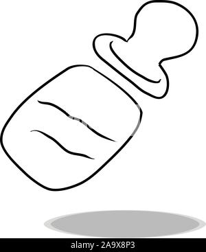 Les aliments pour bébé icône sur fond blanc, modèle plat, dessin à la main. Illustration de bouteille, symbole de contour Illustration de Vecteur