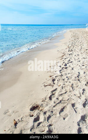 Plage Près de Torre San Giovanni entre Gallipoli et Leuca, Salento, Pouilles, Italie. Banque D'Images