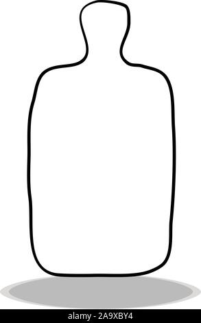 Icône bouteille sur fond blanc, modèle plat, dessin à la main. Illustration de la capacité, symbole de contour Illustration de Vecteur