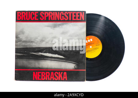 San Pellegrino Terme, Italie - 19 novembre 2019 : Bruce Springsteen original du disque vinyle : Nebraska Banque D'Images