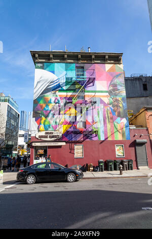 Mère Teresa et Mahatma Gandhi 'tolérance' fresque sur la 18e rue et 10e Avenue à Chelsea, New York City, États-Unis d'Amérique. Banque D'Images