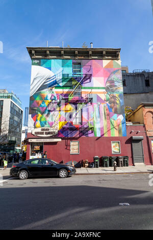 Mère Teresa et Mahatma Gandhi 'tolérance' fresque sur la 18e rue et 10e Avenue à Chelsea, New York City, États-Unis d'Amérique. Banque D'Images