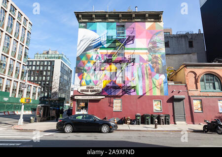 Mère Teresa et Mahatma Gandhi 'tolérance' fresque sur la 18e rue et 10e Avenue à Chelsea, New York City, États-Unis d'Amérique. Banque D'Images