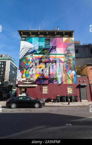 Mère Teresa et Mahatma Gandhi 'tolérance' fresque sur la 18e rue et 10e Avenue à Chelsea, New York City, États-Unis d'Amérique. Banque D'Images