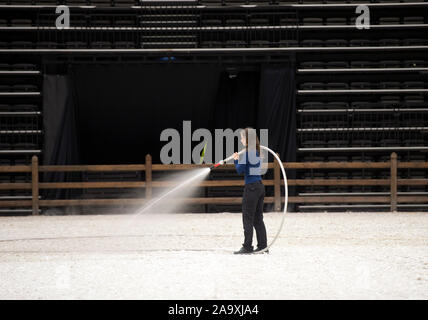 Prague, République tchèque. 18 Nov, 2019. L'O2 Arena de Prague, en République tchèque, est en préparation pour le saut d'éliminatoires de Prague, de la série des champions mondiaux, le 18 novembre 2019. L'événement aura lieu du 21 au 24 novembre. Credit : Katerina Sulova/CTK Photo/Alamy Live News Banque D'Images