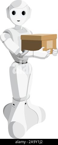 Robot avec une boîte. Le service automatisé. Vector illustration Illustration de Vecteur