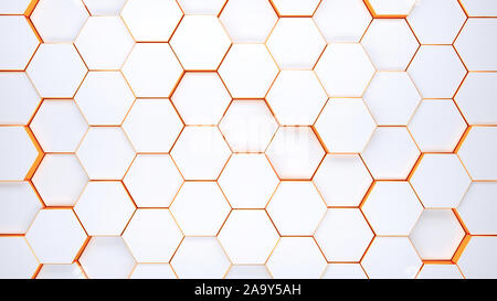 Fond texture pattern hexagonal moderne. Abeilles à différents niveaux. Le rendu 3d illustration. Bannière futuristes. Banque D'Images