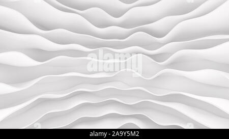 Motif de rayures blanches ondulées futuristic background. Illustration 3D render Banque D'Images