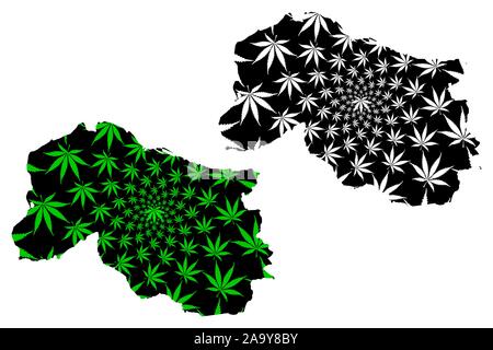 Anzonico (Royaume-Uni, Ecosse, le gouvernement local en Écosse) La carte est conçue de feuilles de cannabis vert et noir, Anzonico carte fait de la marijuana (m Illustration de Vecteur