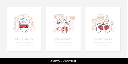 L'e-sport et des jeux - ligne style design bannières Illustration de Vecteur