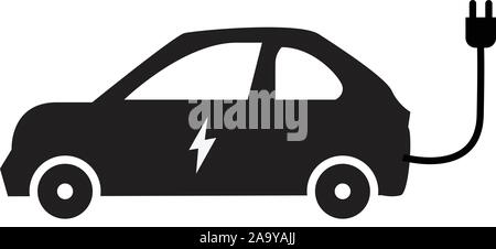 L'icône de voiture électrique sur fond blanc. télévision style. eco voiture. Voiture électrique signe. Illustration de Vecteur