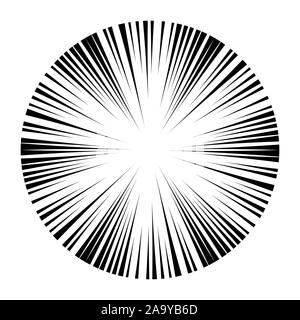 Comic Book noir et blanc lignes radiales arrière-plan. Vitesse super-héros Manga frame.action. Vector illustration d'explosion. Illustration de Vecteur