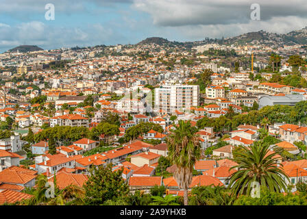 Vue sur la ville de Funchal vue depuis le Monte Garden Palace, l'île de Madère, Portugal Banque D'Images