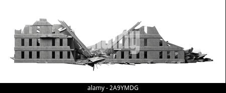 Détruit l'édifice isolé sur blanc. Le rendu 3D Banque D'Images
