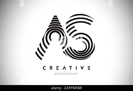 Comme les lignes Warp Logo Design.Vector Icône Lettre circulaire avec des lignes. Illustration de Vecteur