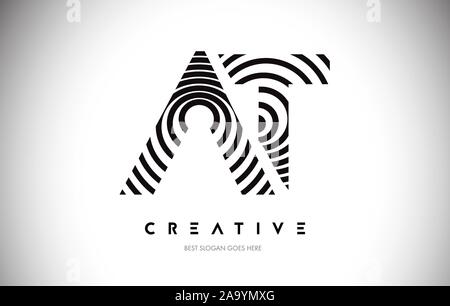 Aux lignes Design Logo Warp.Vector Icône Lettre circulaire avec des lignes. Illustration de Vecteur