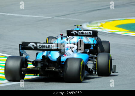 Sao Paulo, Brésil. 17 novembre 2019 ; Autodromo Jose Carlos Pace, Sao Paulo, Brésil, le Brésil Formule 1 Grand Prix, jour de la course ; Robert Kubica (POL) Course Williams FW42 - usage éditorial : Action Crédit Plus Sport Images/Alamy Live News Banque D'Images