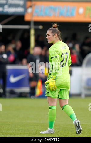 Kingston, au Royaume-Uni. 17 novembre, 2019. Mary Earps de Manchester United au cours de l'FAWSL match entre Manchester United et Chelsea Chers femmes à la Cherry Red Records Stadium, Kingston, l'Angleterre le 17 novembre 2019. Photo par Carlton Myrie/Premier Images des médias. Credit : premier Media Images/Alamy Live News Banque D'Images