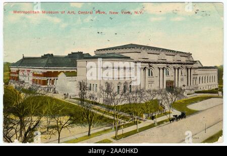 Carte postale illustrée du Metropolitan Museum of Art, Central Park, New York City, droits d'auteur par Geo, 1910. P. Hall et son fils. À partir de la Bibliothèque publique de New York. () Banque D'Images