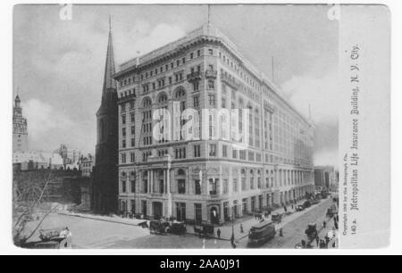 Carte postale gravé de la Metropolitan Life Insurance Building, New York City, droits d'auteur par Rotograph Co, 1905. À partir de la Bibliothèque publique de New York. () Banque D'Images