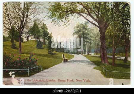 Carte postale illustrée d'une vue panoramique sur le Jardin Botanique de New York, à Bronx, New York City, publié par réussite Carte Postale Co, 1912. À partir de la Bibliothèque publique de New York. () Banque D'Images