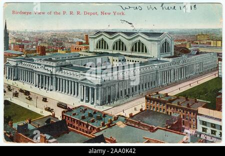 Carte postale illustrée d'une vue d'Indiana Railroad Station, New York City, publié par réussite Carte Postale Co, 1910. À partir de la Bibliothèque publique de New York. () Banque D'Images