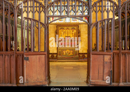 Dame chapelle, dédiée à Marie Mère de Jésus, dans la cathédrale médiévale à Winchester, en Angleterre. Banque D'Images