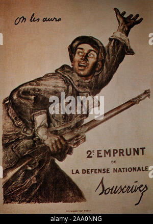 Un français de la Première Guerre mondiale à partir de 1917 , affiche de recrutement en utilisant le terme "sur les aura" ou "nous les aurons". Banque D'Images