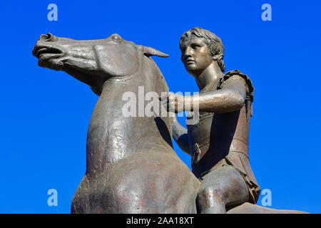 Monument équestre à Alexandre le Grand (356 BC - 323 BC) à Athènes, Grèce Banque D'Images