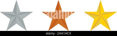 Star or bronze et d'argent. Or, Argent et Bronze Star. Télévision vecteur icône en forme d'étoile. Vector illustration Illustration de Vecteur