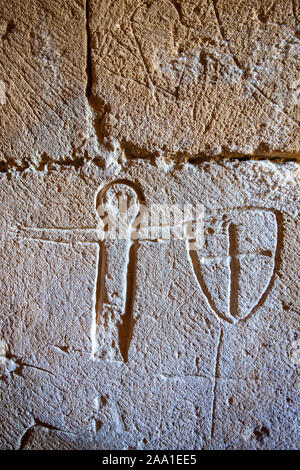 Templar rares gravures pierre religeous Domme Dordogne France Banque D'Images