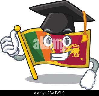 Dessin animé drapeau sri Lanka avec caractère in graduation hat Illustration de Vecteur