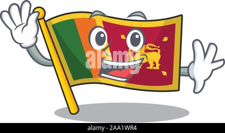 Dessin animé drapeau sri Lanka avec caractère en agitant Illustration de Vecteur
