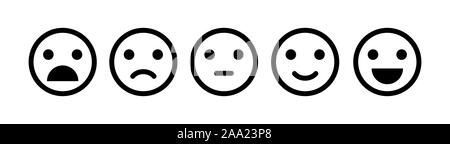 Emoji Icon ensemble de niveau de satisfaction dans le style plat Illustration de Vecteur