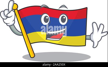 L'Arménie drapeau cartoon avec de caractère doigt Illustration de Vecteur