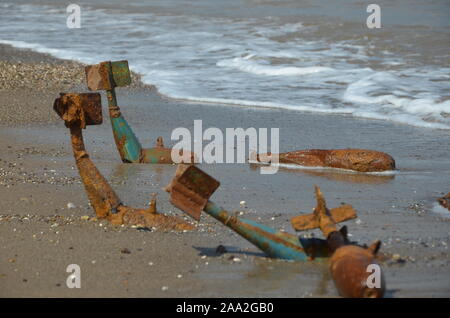 Plage de bombardement d'avions, UXB Banque D'Images