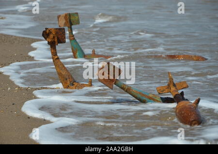 Plage de bombardement d'avions, UXB Banque D'Images