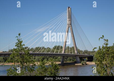 Pont Swietokrzyski, Åšwietokrzyski Pont sur la Vistule, Varsovie, Pologne Banque D'Images