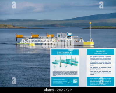 La production d'électricité éolienne sous-marine plate-forme d'essai appartenant à l'énergie marine durable Ltd dans le Loch Etive, Oban, Argyll, Scotland, UK Banque D'Images