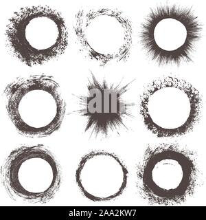 Ensemble d'images. cercle grunge Forme ronde dommages grunge silhouette. Texture grunge affligé du cercle. Vector illustration Illustration de Vecteur