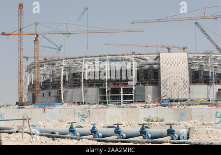 Une vue générale de l'Al Thumama Stadium, Doha, Qatar. Le stade en construction sera un lieu pour la Coupe du Monde FIFA 2022 . PA Photo. Photo date : lundi 30 septembre, 2019. . Crédit photo doit se lire : Mike Egerton/PA Wire. Banque D'Images